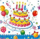 1 Pakje papieren lunch servetten - Birthday cake - Verjaardagservetten - Verjaardag - Taart - 20 servetten - 33x33cm - Tafeldecoratie - Decoupage