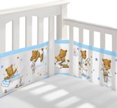 Buxibo - Baby Bed Omrander - Bedbumper - Hoofdbeschermer - Set van 2 - 340x30cm & 160x30cm - Blauw