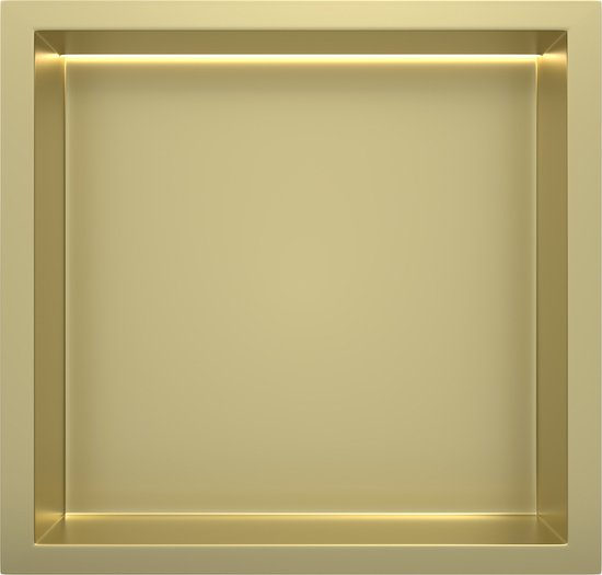 Mat goud RVS Inbouwnis 30x30x10cm met LED verlichting - Inbouwnis badkamer en Douche