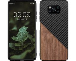 kwmobile hoesje geschikt voor Xiaomi Poco X3 NFC / Poco X3 Pro - Backcover in donkerbruin / zwart -Smartphonehoesje - design