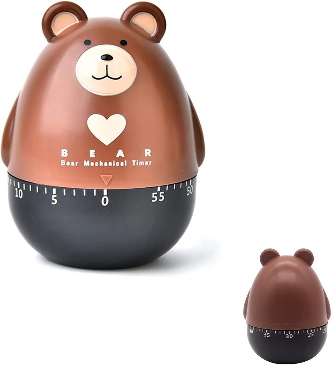 Korte tijdwekker eierwekker keukenwekker kleine beer keuken korte tijdmeter keukentimer eivormig mechanisch keukengereedschap timer eierwekker om mee te koken 60 minuten countdown-timer (bruin)