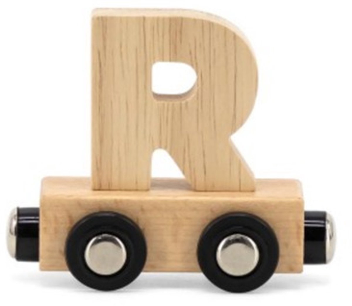 Tryco Houten Naturel Lettertrein Letter R - Letterwagon voor Woorden en Naamtreinen - Stimuleert Creativiteit en Motoriek - Vanaf 3 Jaar