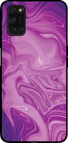 Smartphonica Telefoonhoesje voor OPPO A52 met marmer opdruk - TPU backcover case marble design - Paars / Back Cover geschikt voor Oppo A52