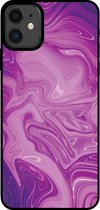 Smartphonica Telefoonhoesje voor iPhone 11 met marmer opdruk - TPU backcover case marble design - Paars / Back Cover geschikt voor Apple iPhone 11