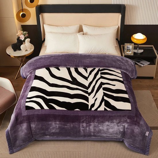 IBBO Shop - Couverture de lit épaisse en flanelle polaire de Luxe - Couverture à Plaid - Taille 200x230 cm - Couverture polaire douce et chaude - Blanket de lit Raschel réversible 2 épaisseurs pour automne hiver - Respirante et lavable - 4 Kg