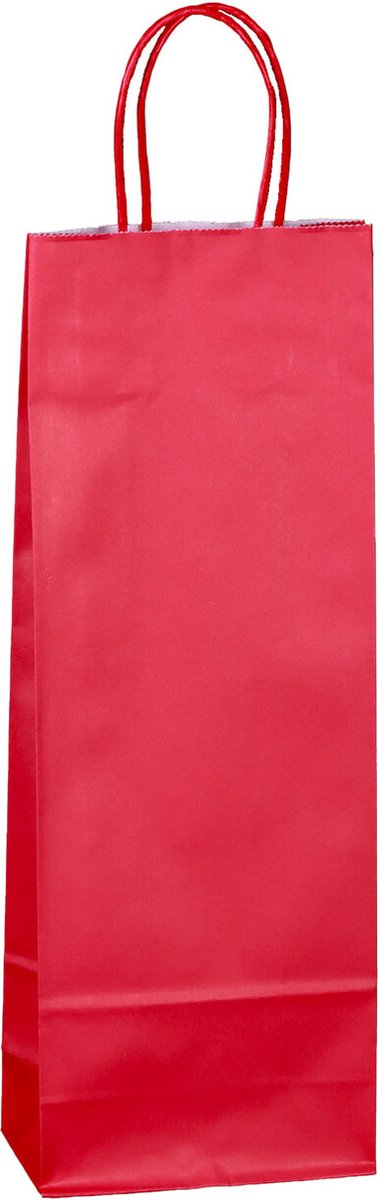 25 x Wijntas 14+8x39cm voor 1 Fles Rood /Flestas papier / Cadeauverpakking /draagtas voor Fles/wijn / Fleszak · Fles zak / Kerst / Valentijnsdag