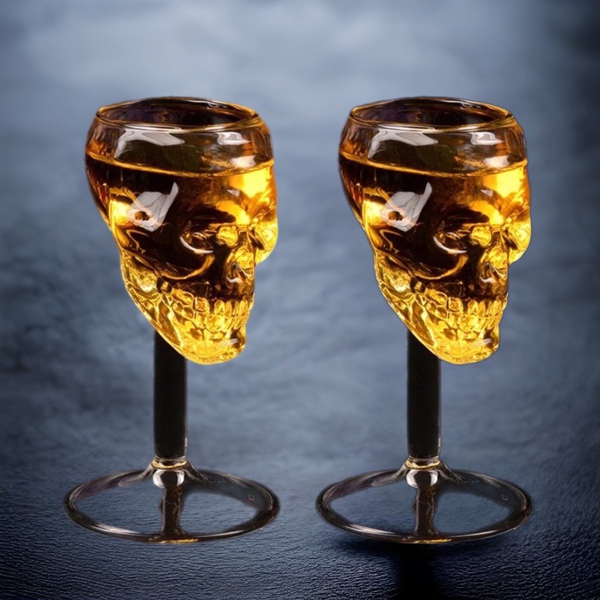Living by ROKA® Set van 2 doodskop glazen | Doodskop wijnglas | Doodskop champagneglas | Doodskop mixdrankglas | Whiskey glas | Luxe wijnglas | Luxe champagneglas | Luxe mixdrankglas | Cocktailglas | Skull glas | Party glas | Halloween | Themafeest