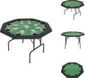 vidaXL Inklapbare pokertafel - 121 x 121 x 76 cm - Achthoekig - Groen en zwart - Pokertafel