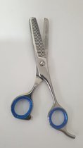 Belux Surgical Instruments / Professionele uitdunschaar - Efileerschaar - Rechtshandig - Uitdun kappersschaar - RVS - Knipschaar - Voor het knippen van haar - 16.5 cm - Kapperschaar- Zilver / Donker Blauw