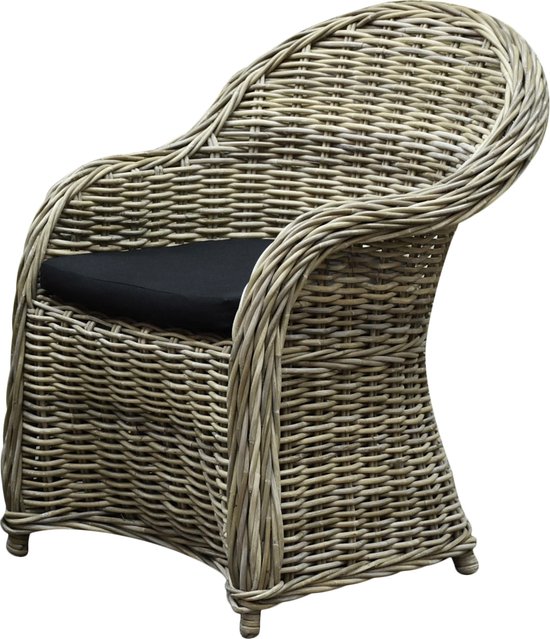 Roma dining tuinstoel naturel rotan - olefin black