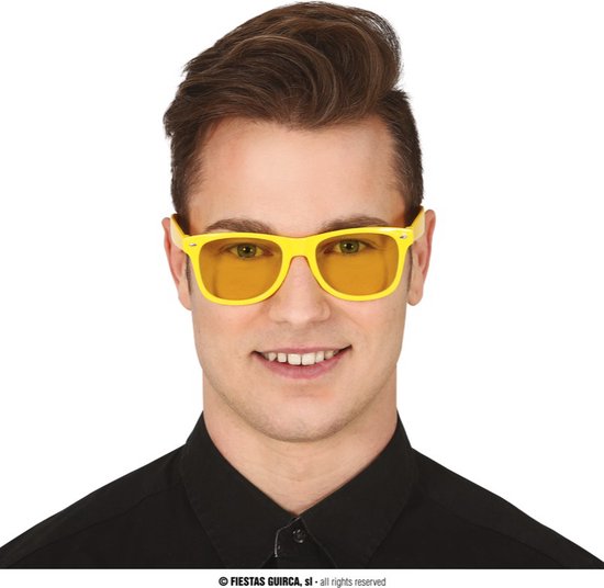 Guirca Carnaval/verkleed party bril - geel - volwassenen - Voor bij een verkleedkleding kostuum - verkleedbrillen