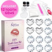 SelfGem® DIY Tooth Gem Kit | White Heart/Diamond | Incl. 12 Tooth Gems | Gebruiksvriendelijk | Hoogwaardig Swarovski | Tand Diamantje Kit | Tand Kristal | Tooth Gems Diamanten