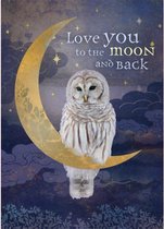 Amber Lotus - love you to the moon and back - uil - blankco - wenskaart -