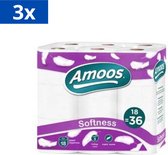 Bol.com Amoos 3-laags toiletpapier 54 rollen - wc-papier (3 x 18 rollen) - Extra zacht - Gaat extra lang mee (1 rol = 2 rollen) aanbieding