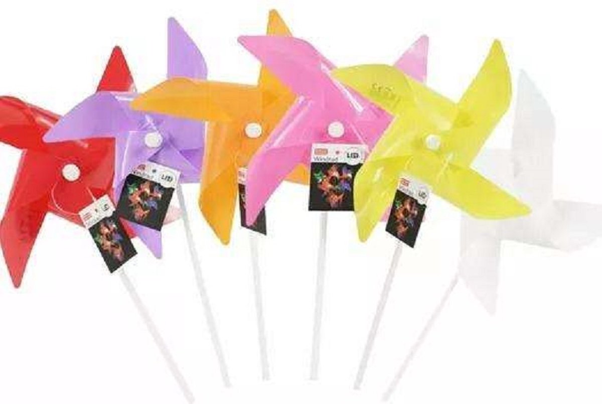 Windmolen met LED 38 cm - Oranje