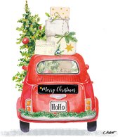 1 Pakje papieren lunch servetten - Christmas Taxi - 33x33 cm - 20 servetten - Papieren kerstservetten - Kerstdiner tafeldecoratie versieringen - Kerst