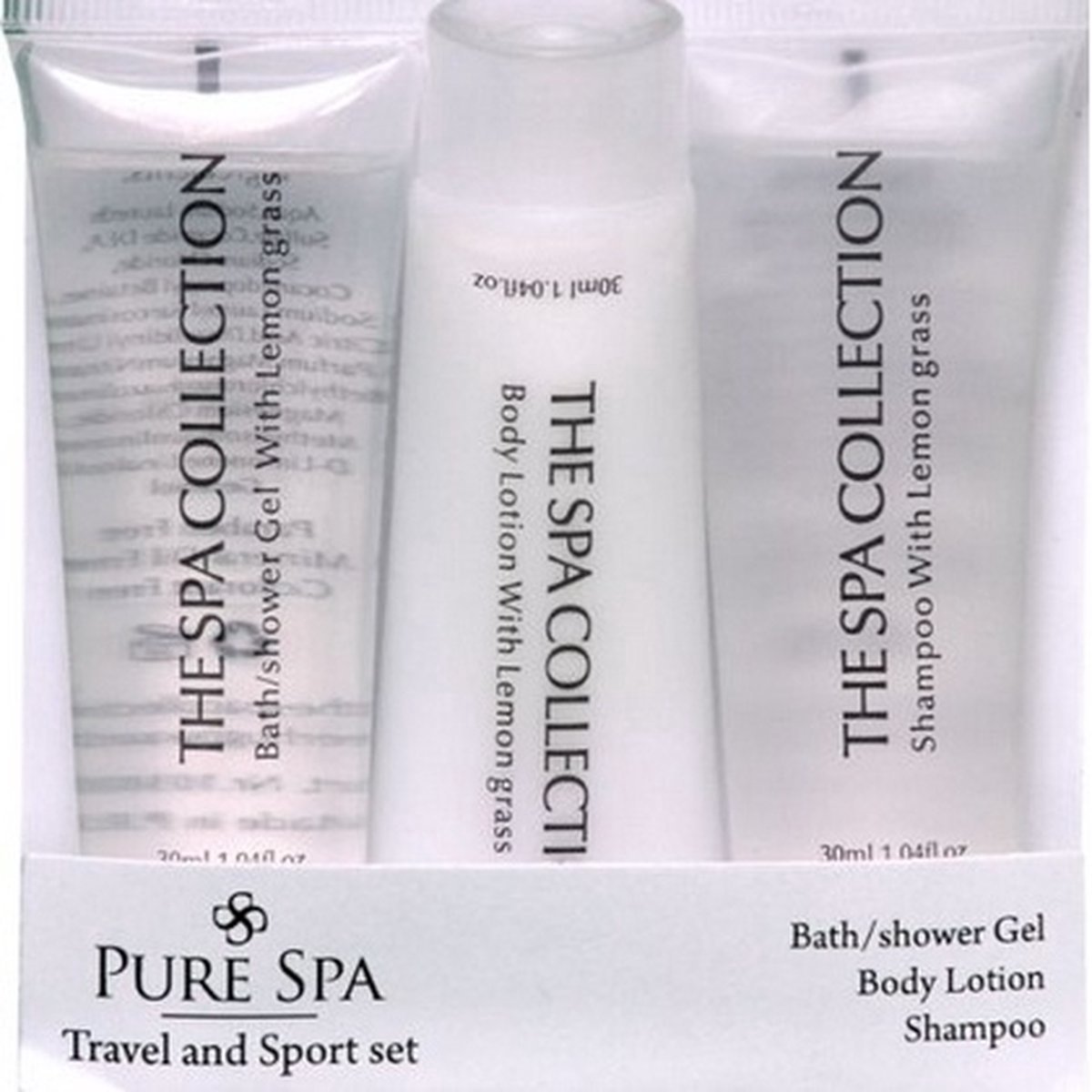 Pure Spa Travel & Sport Set Hair Body Wash - Shaving Gel - Aftershave Lotion 30 Ml
