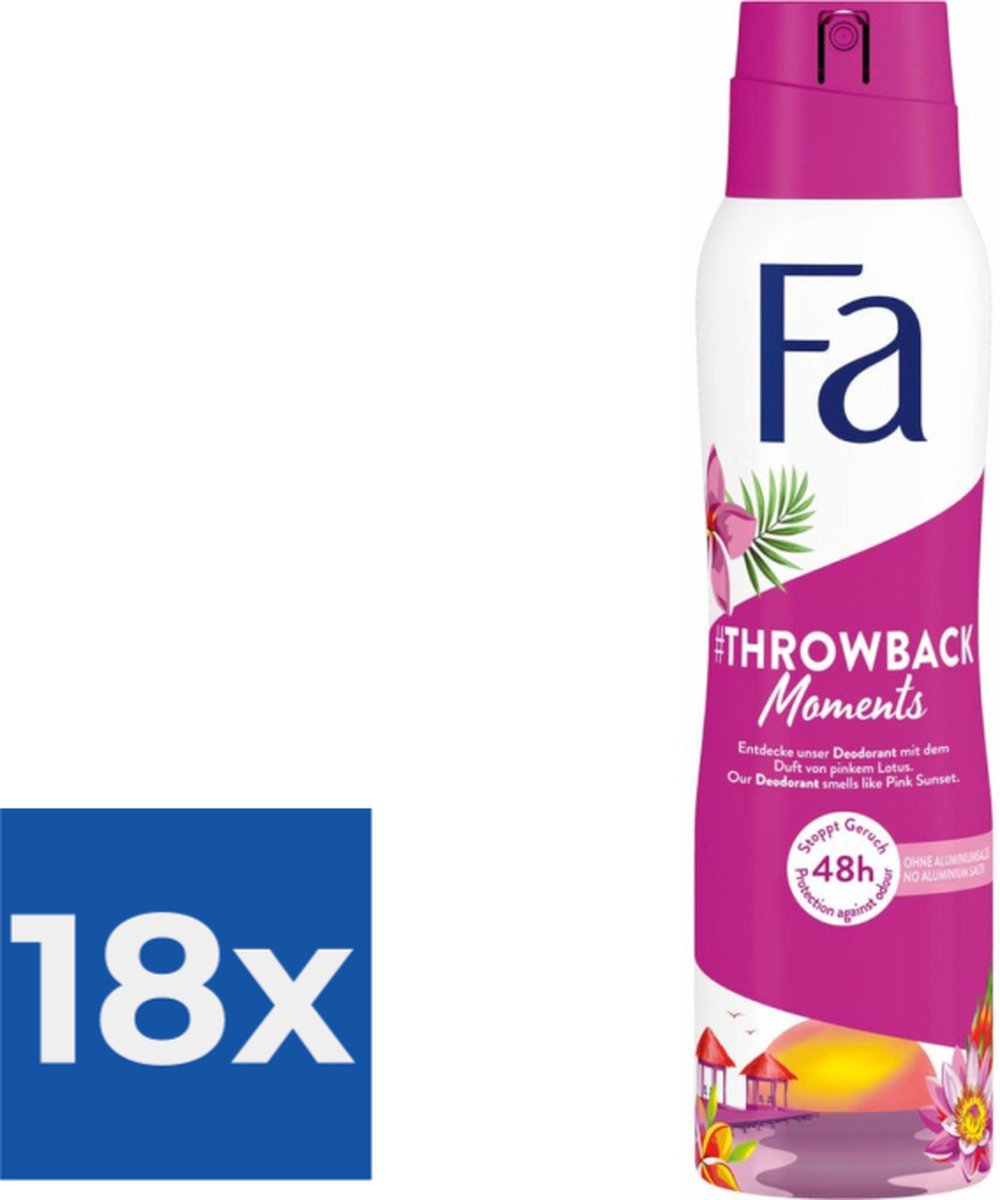 Goedkoopste Fa Deo spray 150 ml Throwback Moments - Voordeelverpakking 18 stuks