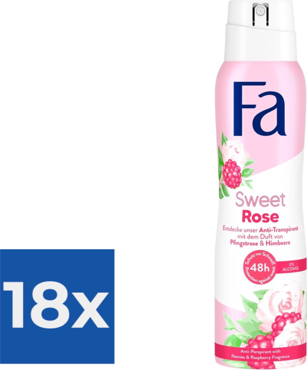 Goedkoopste Fa Deospray Sweet Rose 150 ml - Voordeelverpakking 18 stuks