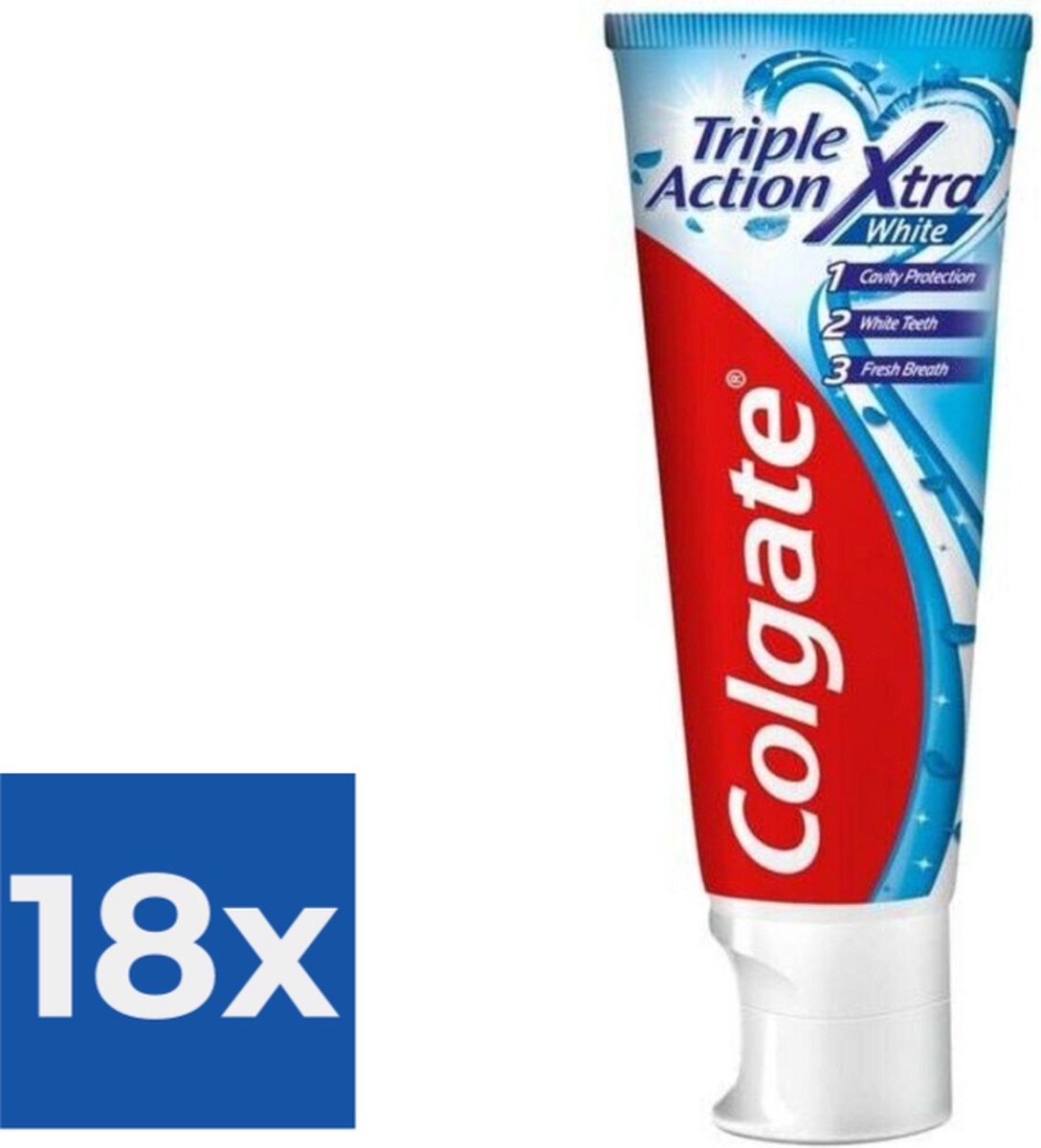 Goedkoopste Colgate Tandpasta Triple Action Whitening 75 ml - Voordeelverpakking 18 stuks