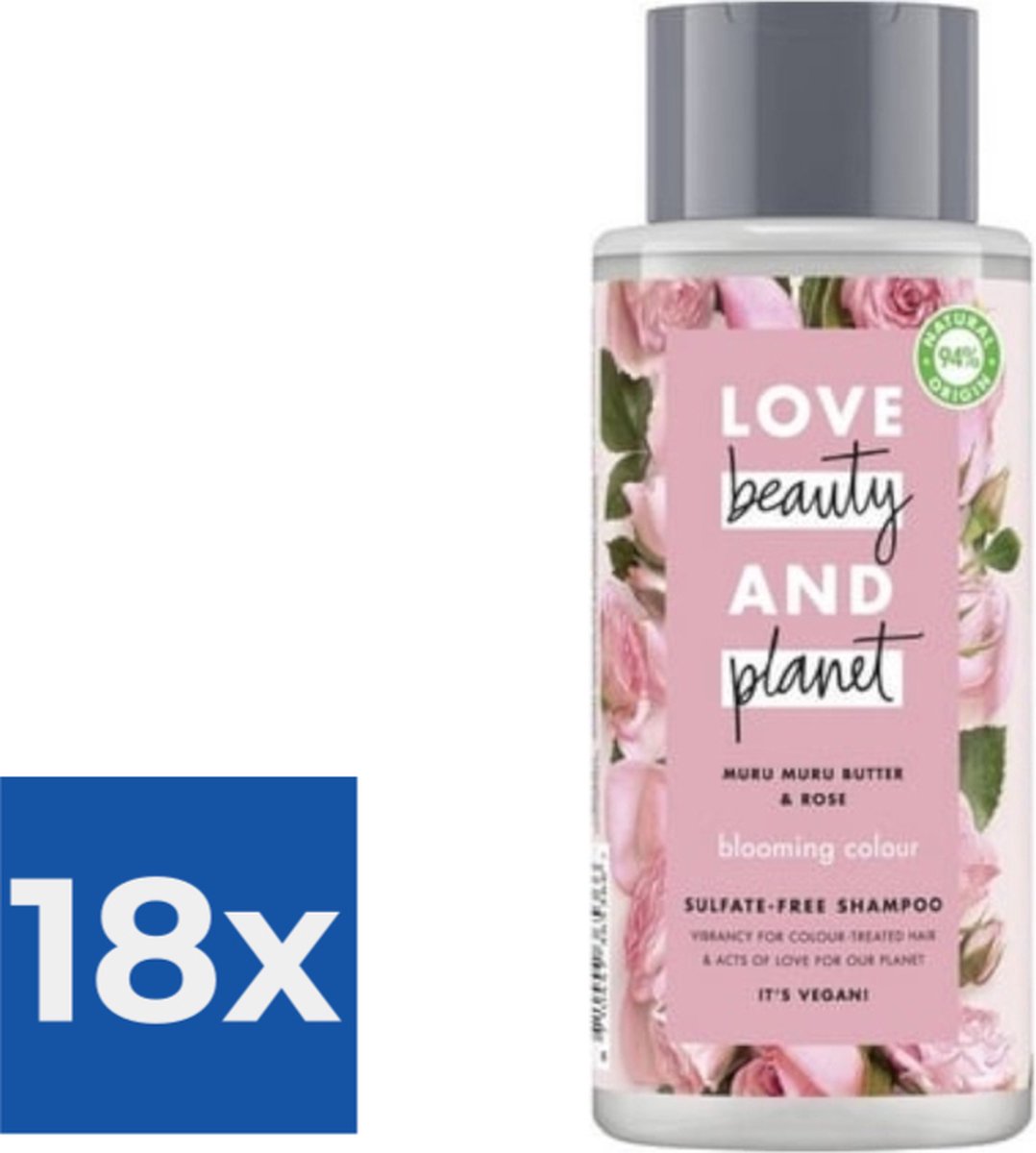 Love Beauty and Planet Shampoo Blooming Colour - 400 ml - Voordeelverpakking 18 stuks