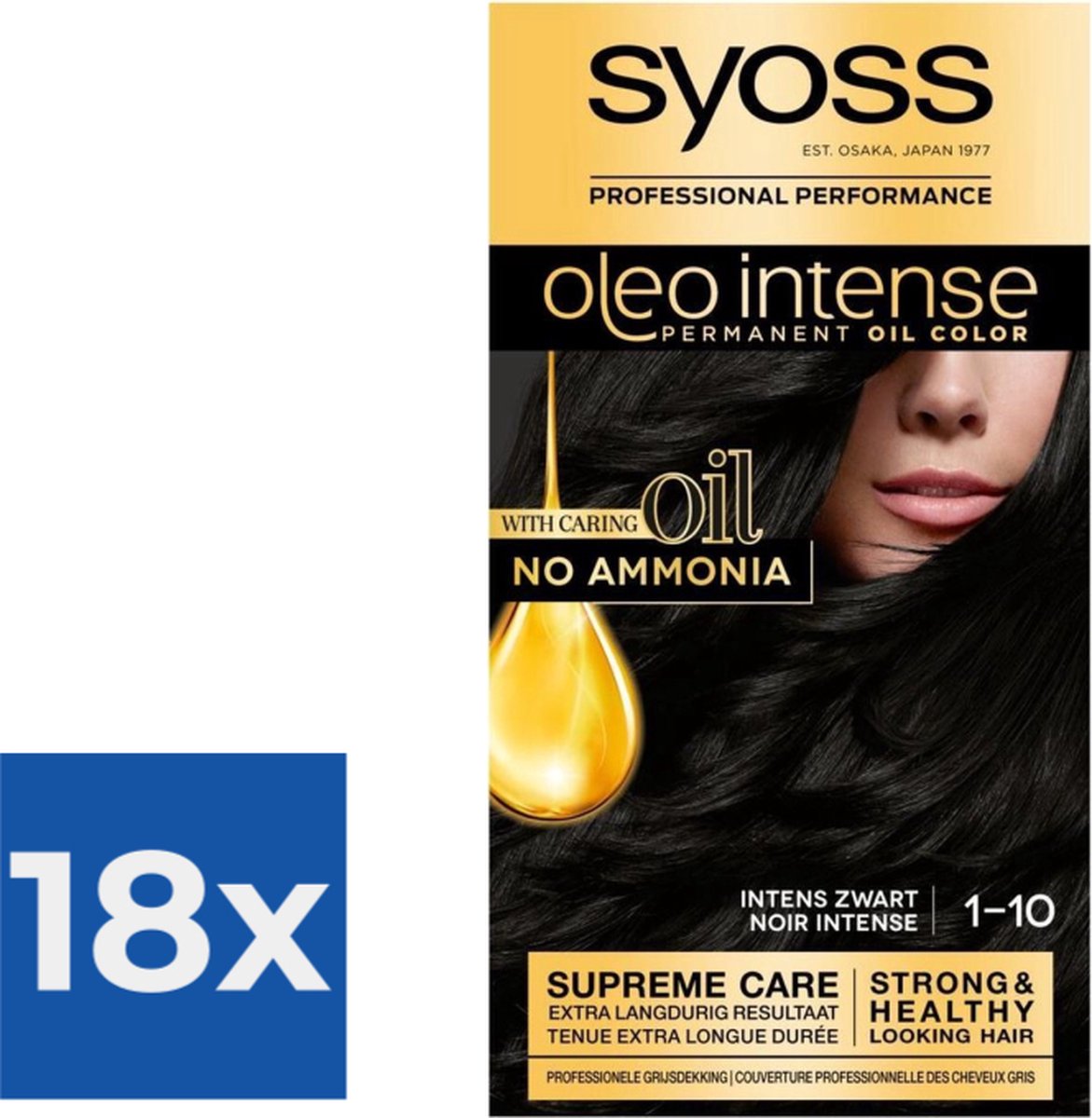 Syoss Oleo Intense - Haarverf - 1-10 - Intens Zwart - 115ml x 18