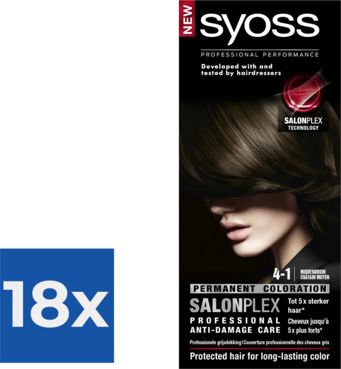 SYOSS Color baseline 4-1 Middenbruin Haarverf - 1 stuk - Voordeelverpakking 18 stuks