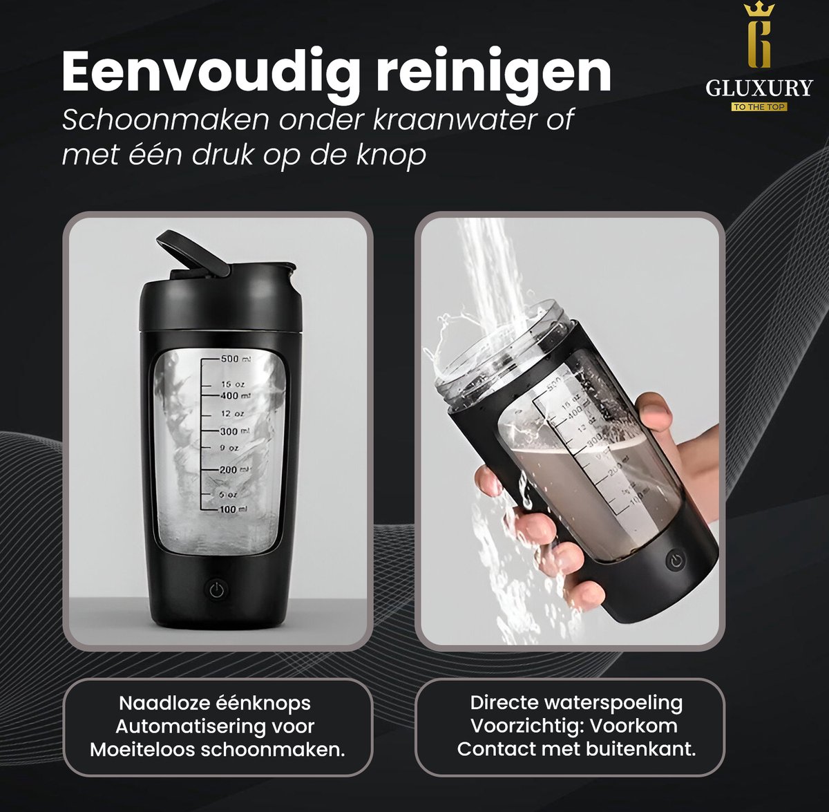 Calenxy Elektrische Shaker Met Poedervak - 650 Ml, USB-oplaadbaar, BPA-vrij Voor Eiwitshakes En Smoothies