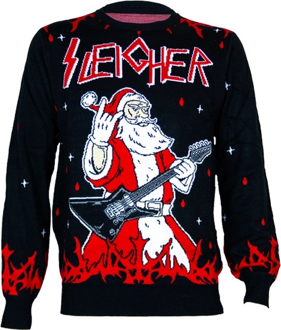 Sleigher Kersttrui voor Metalheads - Maat XL - Foute Kersttrui DrunkenDinos - Gebreide kersttrui - Foute trui - Feestkleding - Kerstkleding Fout Kerst Feest - Kerst trui - Kersttrui dames - Kersttrui heren - Lelijke Kersttrui - Grappige Kersttrui