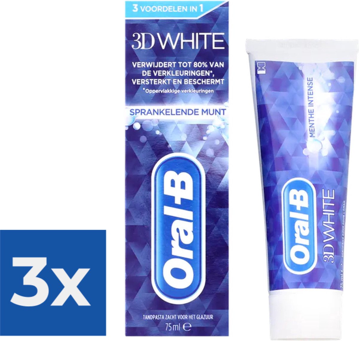 Goedkoopste Oral-B Tandpasta - 3D White Sparkling Mint - 3 x 75 ml