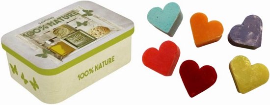 Boîte à savon carrée en métal 100% Nature avec 9 savons invités - Vintage de rangement vintage - Savon Français - Savon de Marseille Savon de Marseille