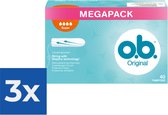 O.B. Tampons - Megapack Super Plus - Rainures incurvées - 40 pièces - Pack économique 3 pièces