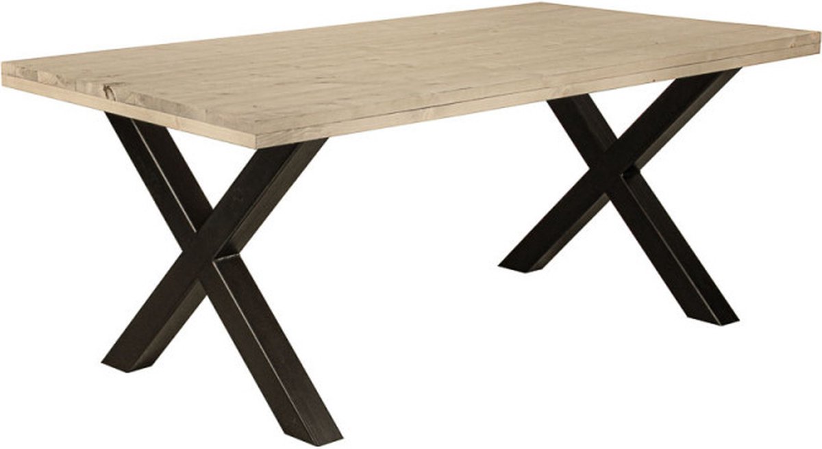 Industriële eettafel "Texas" - 140 x 100 x 75 cm - Hout en Staal - Handgemaakt