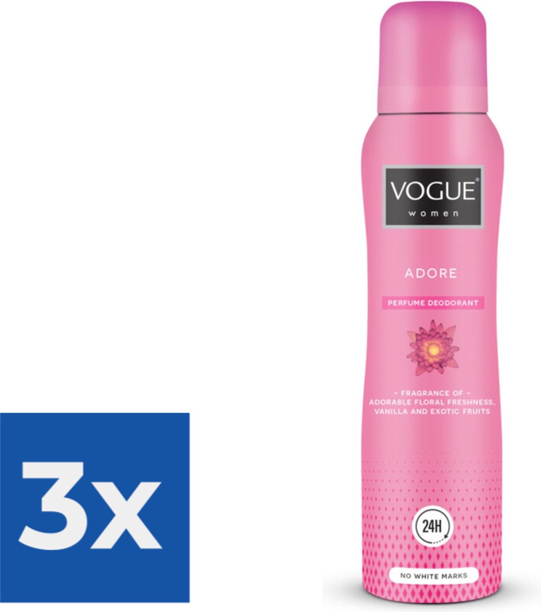 Goedkoopste Vogue Adore Parfum Deodorant 150 ml - Voordeelverpakking 3 stuks