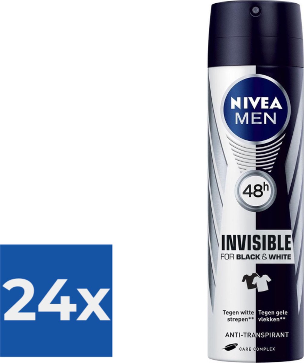 Goedkoopste NIVEA MEN Invisible Black & White Power Spray 150ml - Voordeelverpakking 24 stuks