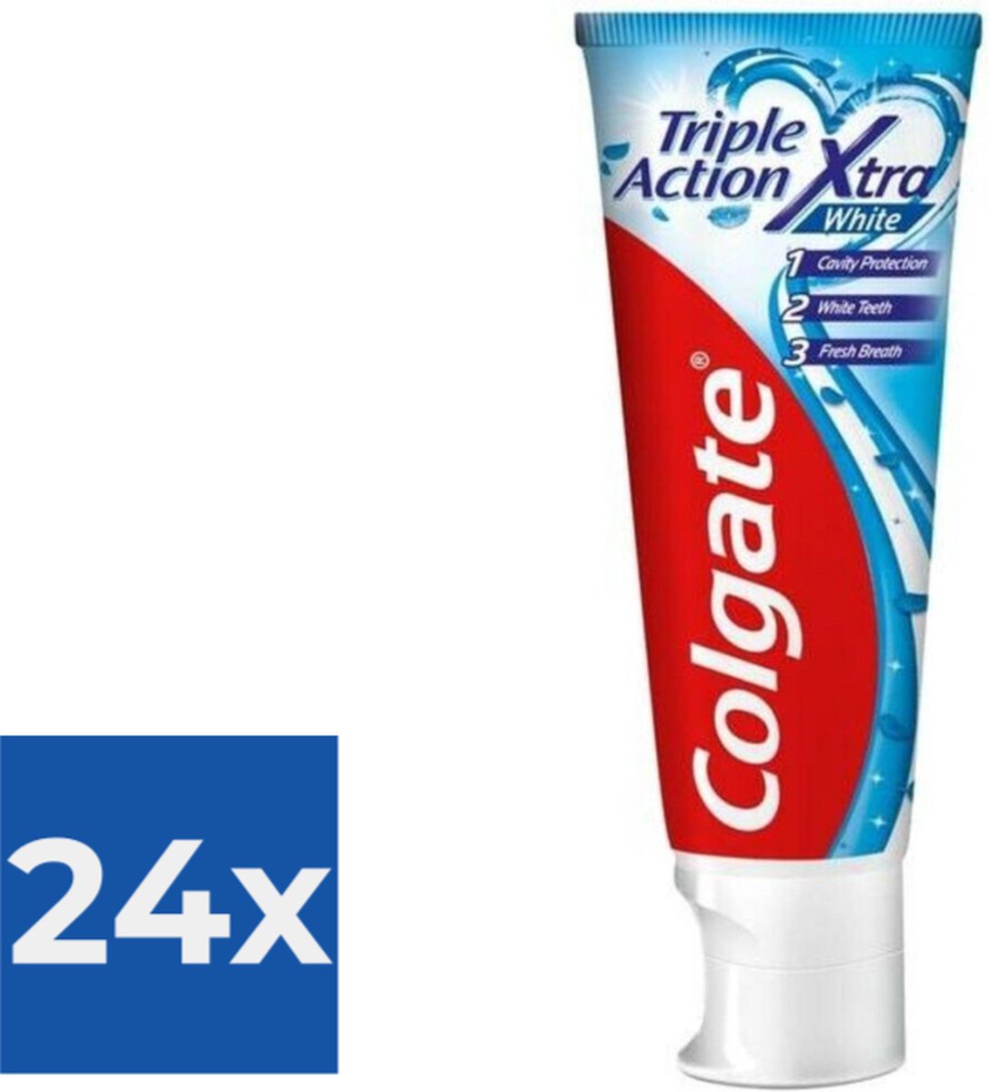 Goedkoopste Colgate Tandpasta Triple Action Whitening 75 ml - Voordeelverpakking 24 stuks