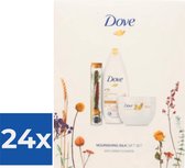 Geschenk Dove  Nourishing Silk Douchecrème 250 ml- Bodycrème 300 ml en Droogbloemen in glazen buisje - Voordeelverpakking 24 stuks