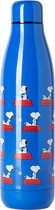 Quy Cup - 500ml Thermosfles - Peanuts Snoopy "De Schrijver" (Blauw) - Drinking Bottle - Stainless Steel - Thermosfles 12 uur heet 24 uur koud herbruikbaar RVS fles-Drinkfles-thermosfles