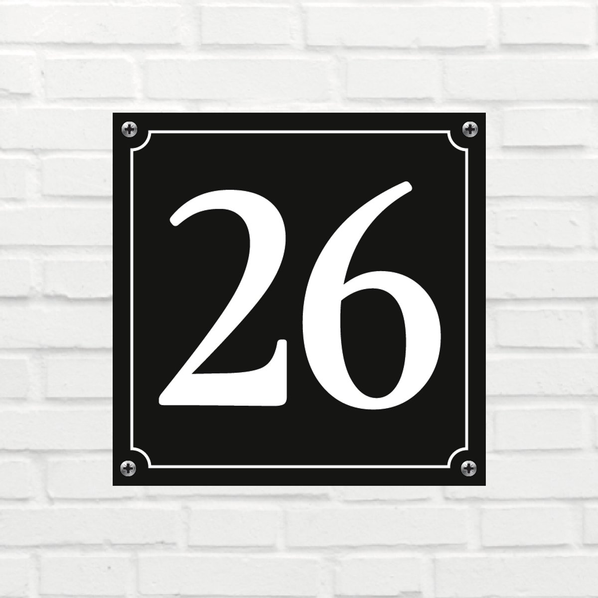 Huisnummerbord Mat zwart Deluxe - Nummer 26 - incl. bevestiging