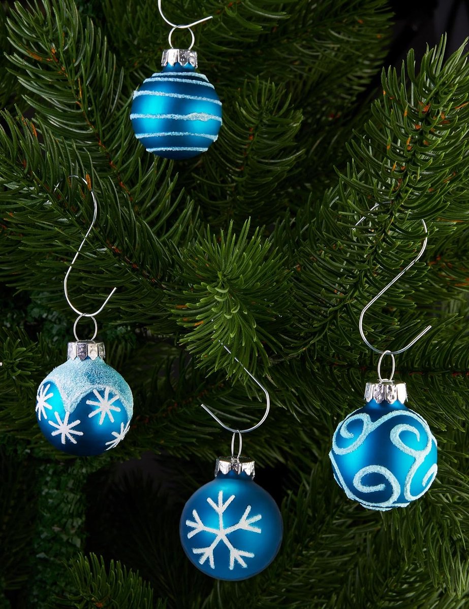 BRUBAKER 36-Delige Set Kerstballen Met 3 Cm Boomballen - Met De Hand Gedecoreerde Kerstboomversieringen Mini-Kerstballen Voor De Kerstboom En Kerstversiering - Kerstboomballen Van Glas – Blauw – foto 3