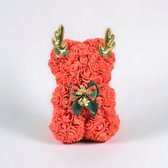 AliRose - Ours de Noël Roses rouges - Rouge - Noël - Cerf - Cadeau - Roses rouges - Renne - 25 cm