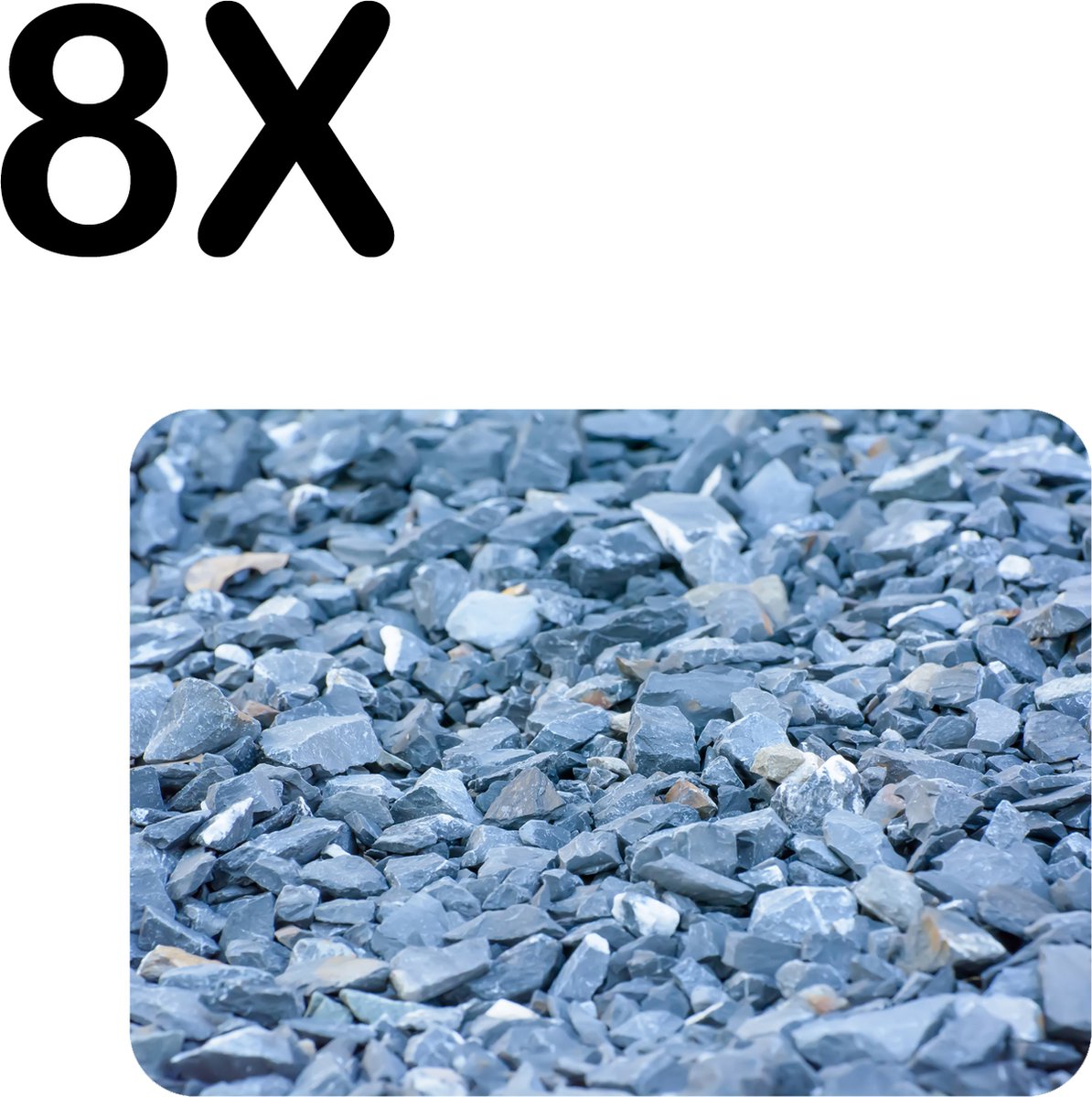 BWK Flexibele Placemat - Grijze Stenen Achtergrond - Set van 8 Placemats - 40x30 cm - PVC Doek - Afneembaar
