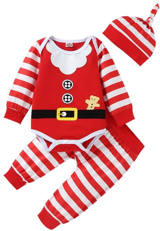 Baby Kerstoutfit Set Romper, Broek Muts Feestelijke