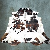Koeienhuid vloerkleed - 230x220 - Tri color - Bruin/wit/zwart - Normandier - T.100 - Lindian style