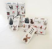 Inpakpapier – Cadeaupapier – Kerst – 20 vellen (42 x 60 cm) + 20 Giftcards – Uniek ontwerp - Kerstboom