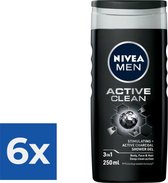 Nivea Men Douchegel Active Clean 250 ml - Voordeelverpakking 6 stuks