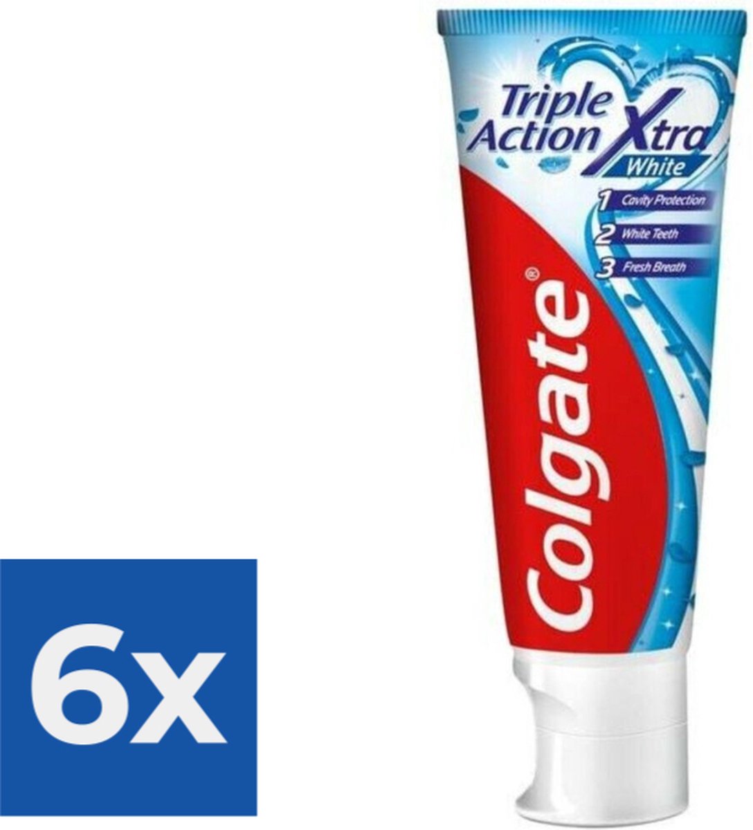 Goedkoopste Colgate Tandpasta Triple Action Whitening 75 ml - Voordeelverpakking 6 stuks