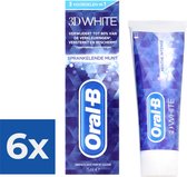 Dentifrice Oral-B - Menthe Pétillante White 3D - Pack économique 6 x 75 ml