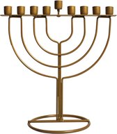 GOLD WIRE MENORAH, Ver small Menora Candle Holder Gold 17cm High - WireFrame
