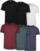 Urban Classics - Basic 6-Pack Heren T-shirt - 5XL - Multicolours